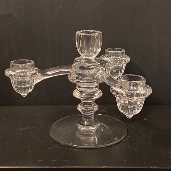 Cambridge Crystal 3 Arm CANDLE HOLDER Candelabra Holiday CENTREPIECE 2 pcs
